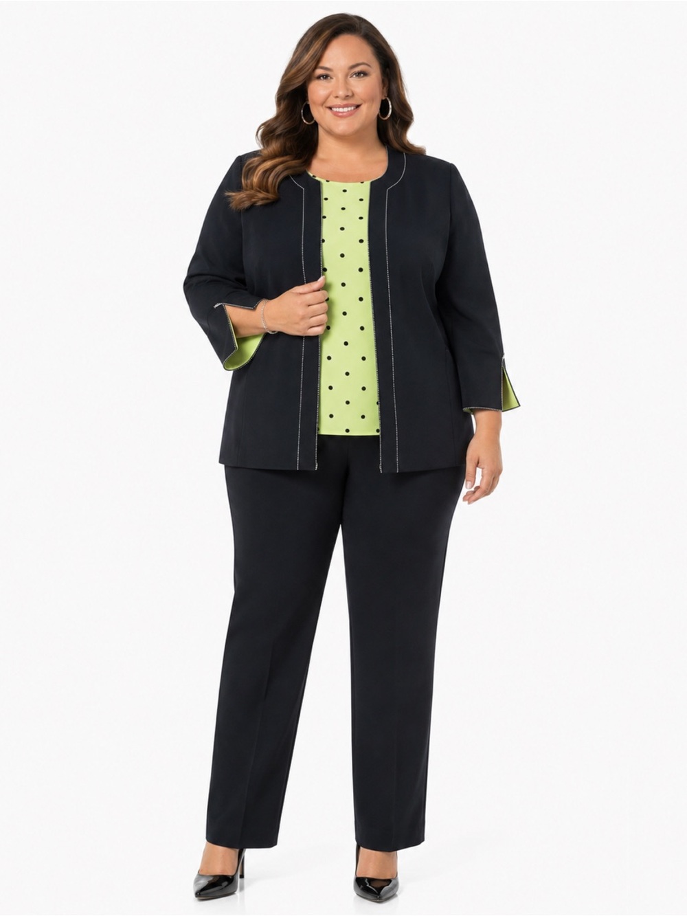 madison leigh Black Straight-Leg Plus Size Trousers